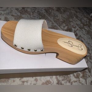 Jessica Simpson White Embellished Slide Mule